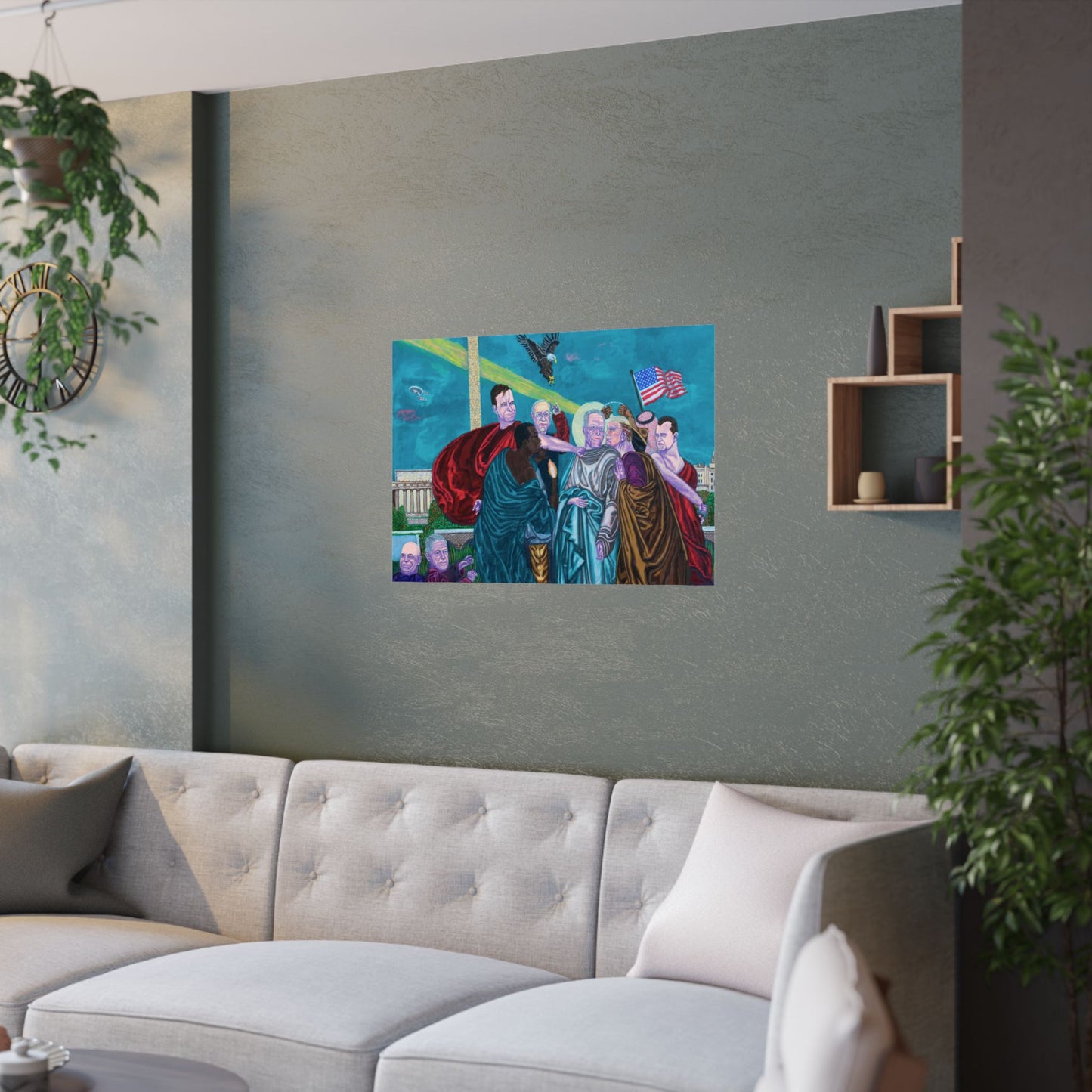 Dark Political Caricatures Satin Poster | Jeffrey Epstein Peter Thiel Trump Kirk