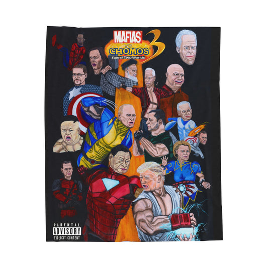 Plush Blanket - Dark Humor Marvel vs Capcom Inspired Donald Trump, Xi Jinping, P Diddy