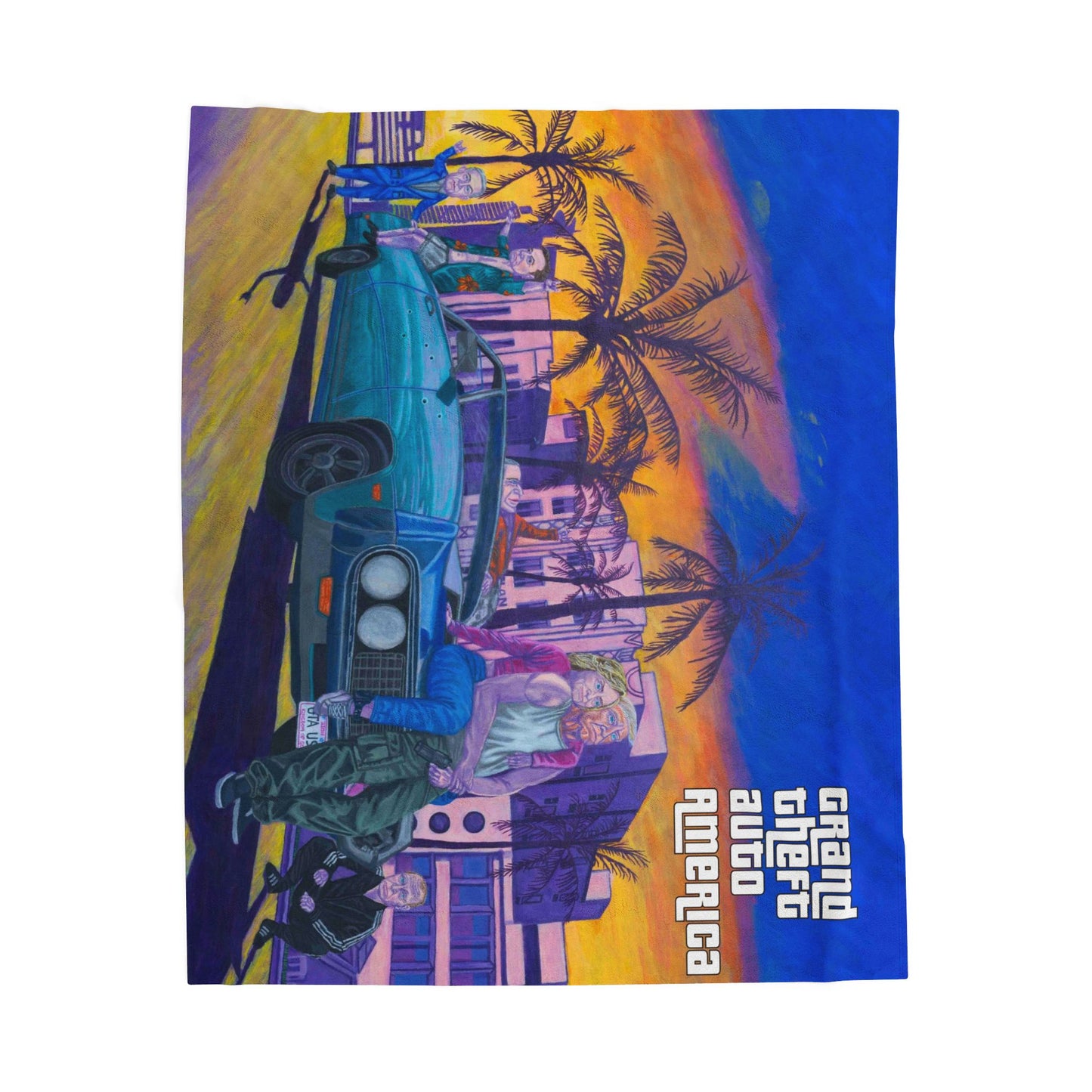 Plush Blanket - Dark Humor GTA Inspired Jeffrey Epstein, Donald Trump, Hilary Clinton Design