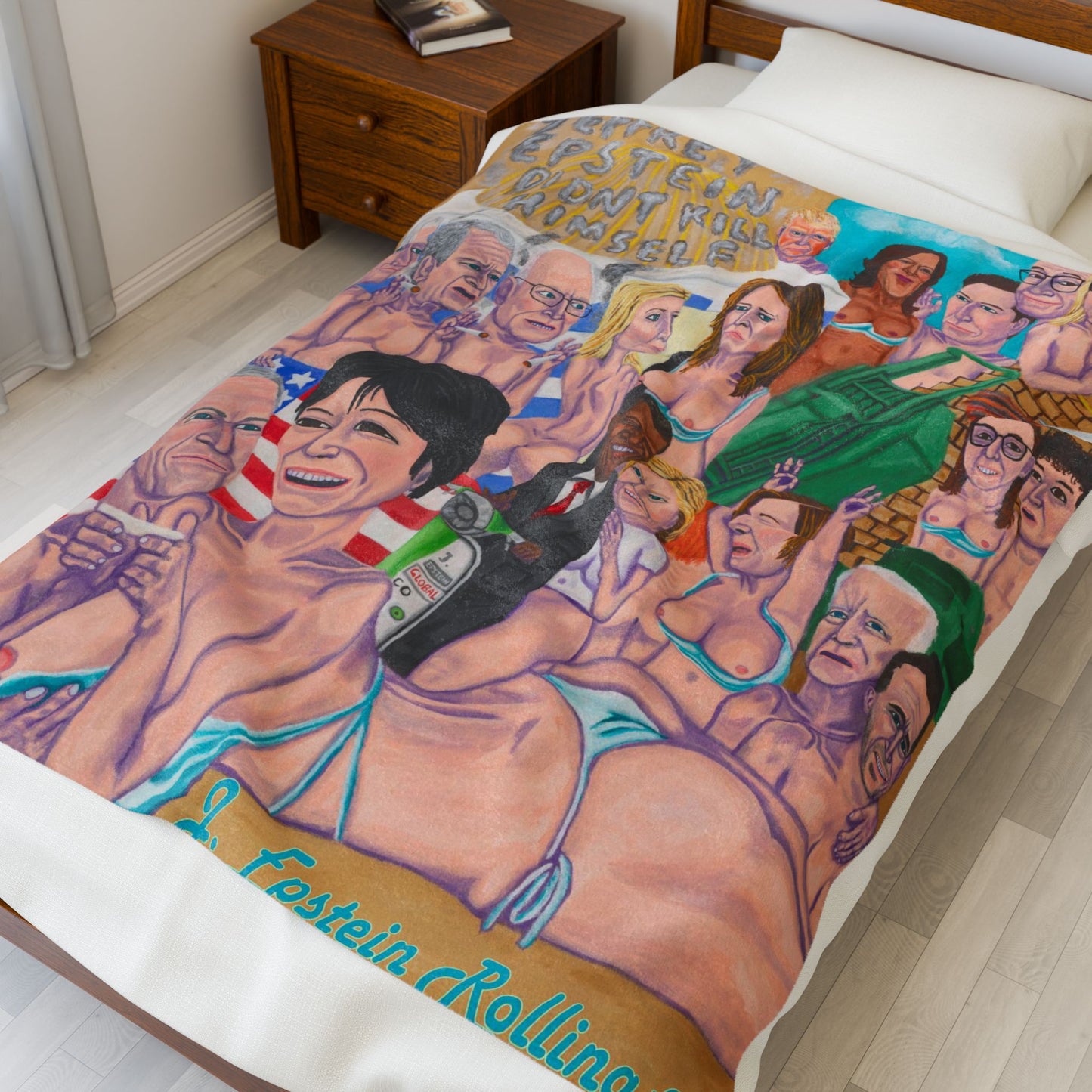 Plush Blanket - Funny Jeffrey Epstein Trump Clinton Obama Billionaire Boys Club Beach Party Design