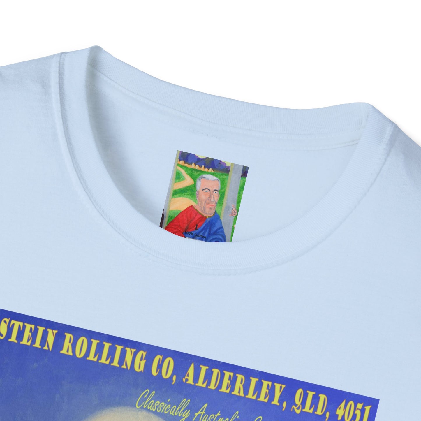 Jeffrey Epstein Hand Painted Unisex T-Shirt, Funny Dark Humour, Jesus, Softstyle