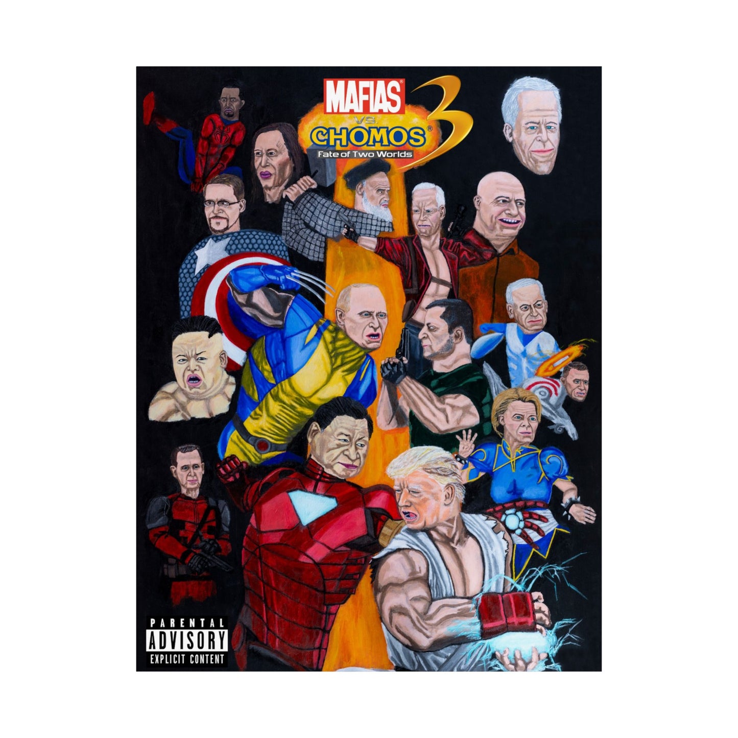 Vertical Posters, Marvel vs Capcom inspired, Donald Trump, Putin, Kamala Harris