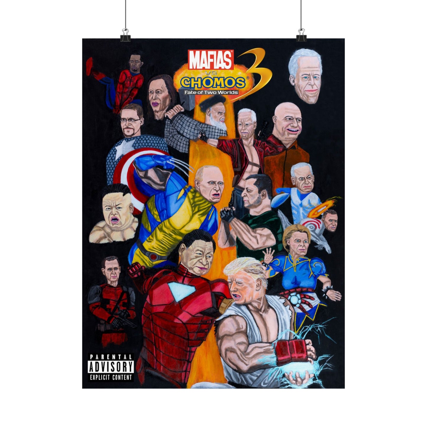 Vertical Posters, Marvel vs Capcom inspired, Donald Trump, Putin, Kamala Harris