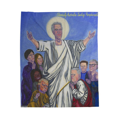 Plush Blanket - Dark Humor Jeffrey Epstein, Clinton, Trump, Bill Gates Jesus Characterization