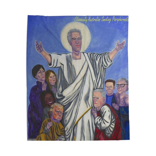 Plush Blanket - Dark Humor Jeffrey Epstein, Clinton, Trump, Bill Gates Jesus Characterization