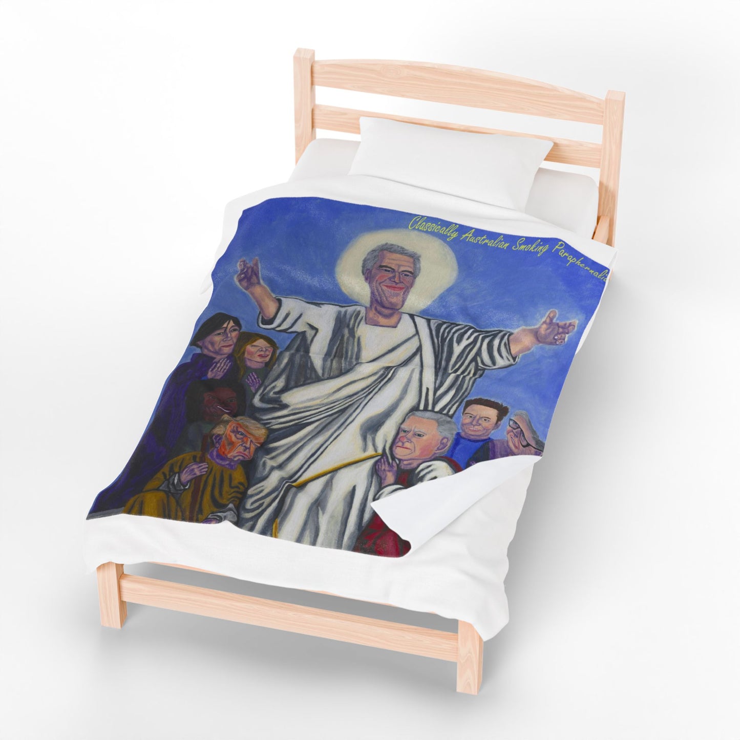 Plush Blanket - Dark Humor Jeffrey Epstein, Clinton, Trump, Bill Gates Jesus Characterization