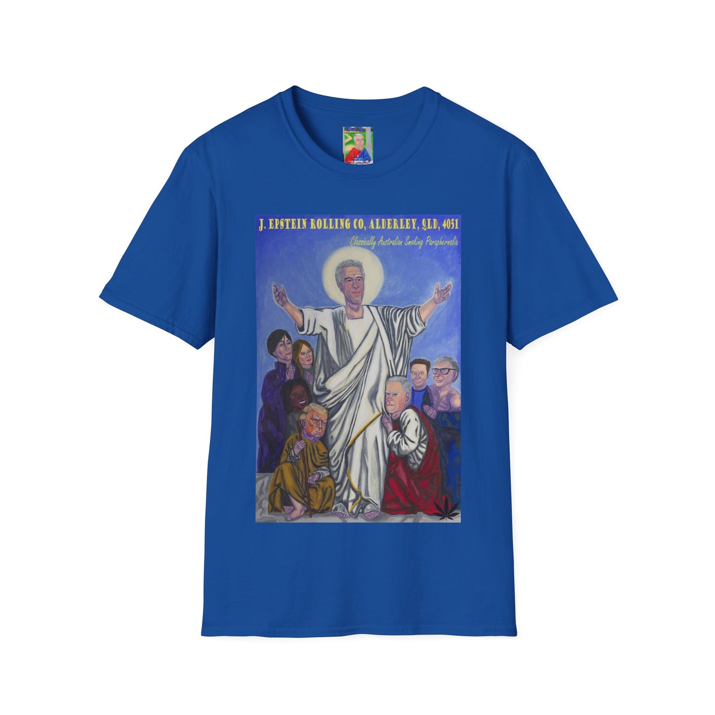 Jeffrey Epstein Hand Painted Unisex T-Shirt, Funny Dark Humour, Jesus, Softstyle