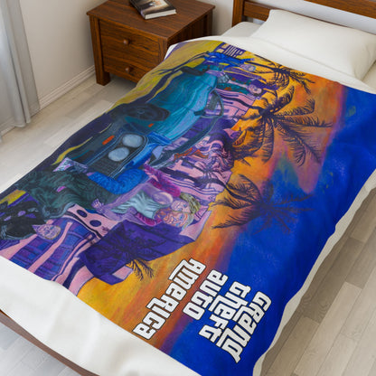 Plush Blanket - Dark Humor GTA Inspired Jeffrey Epstein, Donald Trump, Hilary Clinton Design