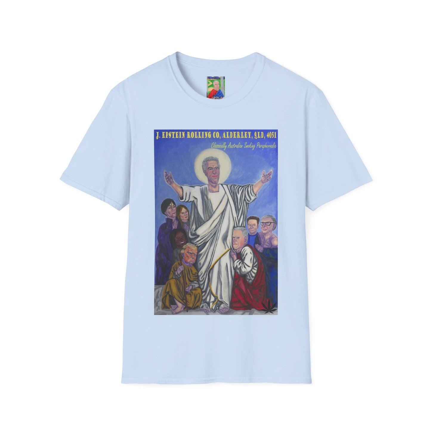 Jeffrey Epstein Hand Painted Unisex T-Shirt, Funny Dark Humour, Jesus, Softstyle