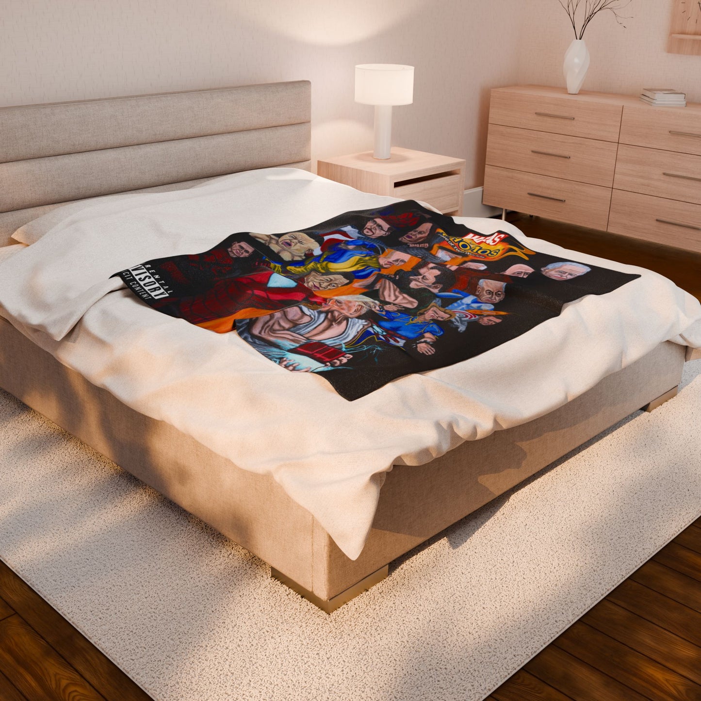Plush Blanket - Dark Humor Marvel vs Capcom Inspired Donald Trump, Xi Jinping, P Diddy