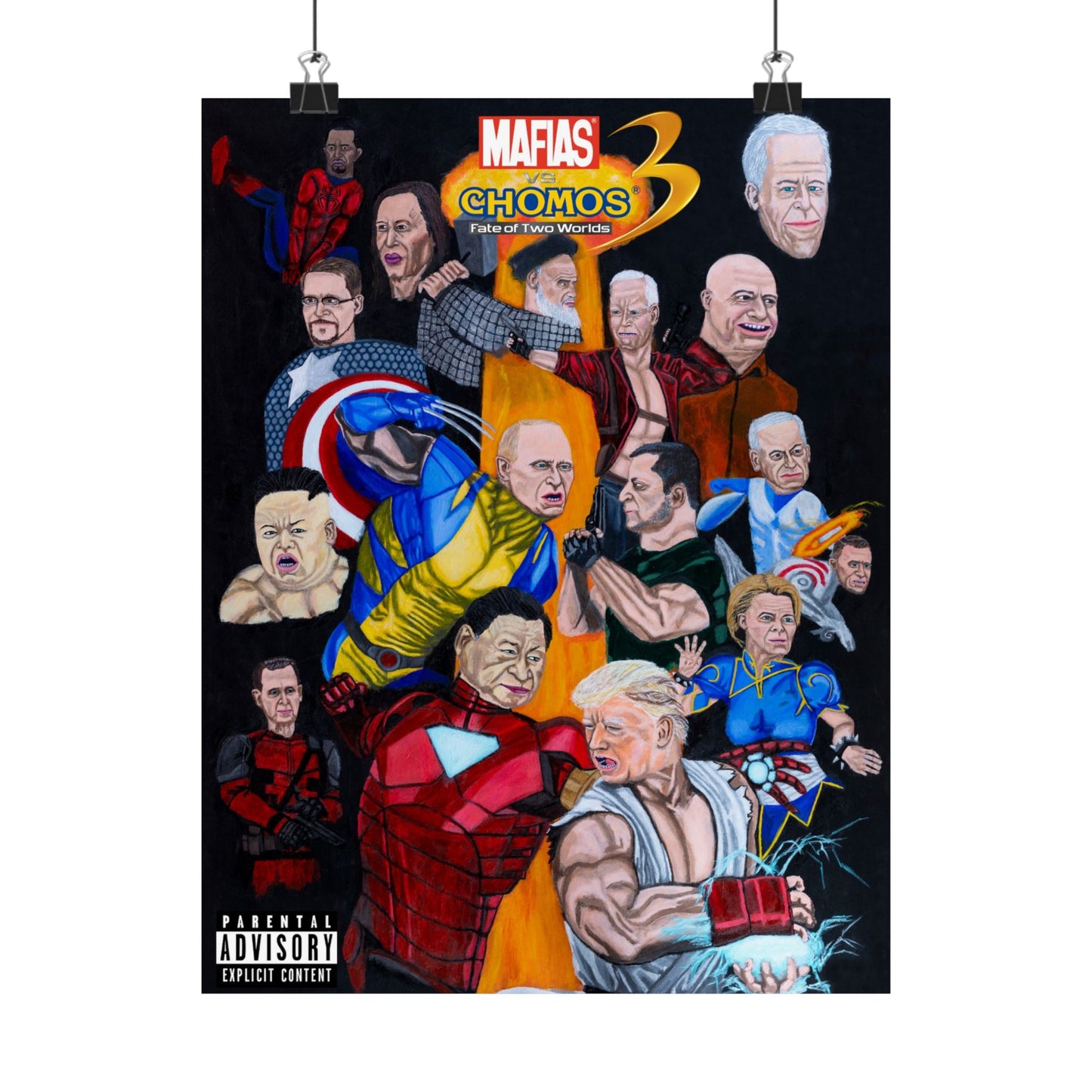 Vertical Posters, Marvel vs Capcom inspired, Donald Trump, Putin, Kamala Harris