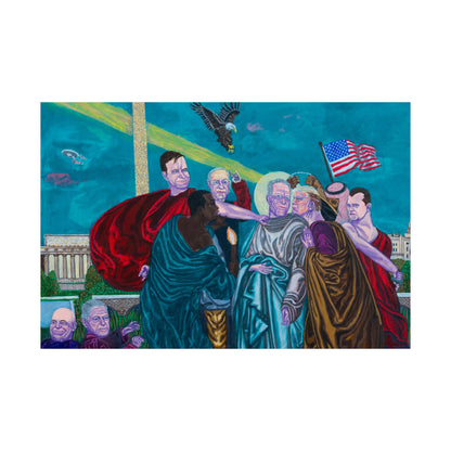 Dark Political Caricatures Satin Poster | Jeffrey Epstein Peter Thiel Trump Kirk