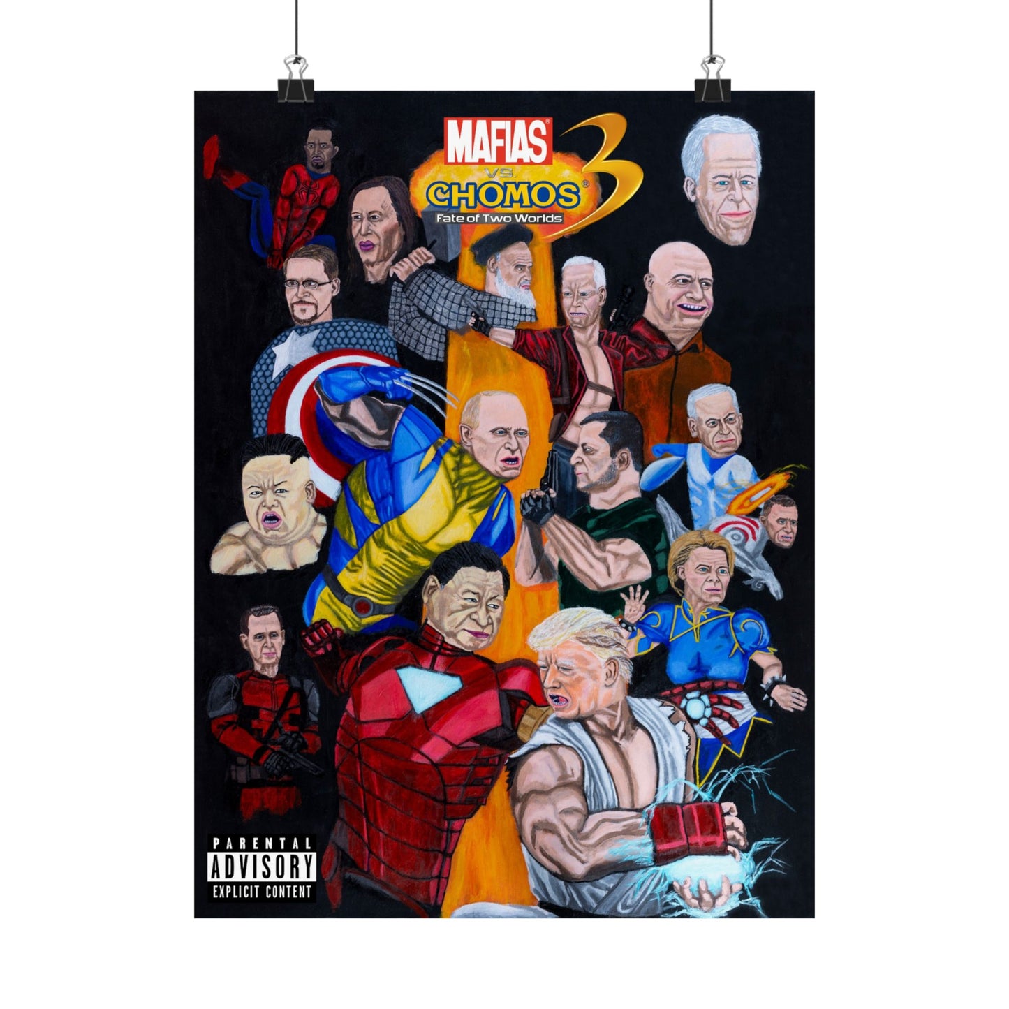 Vertical Posters, Marvel vs Capcom inspired, Donald Trump, Putin, Kamala Harris