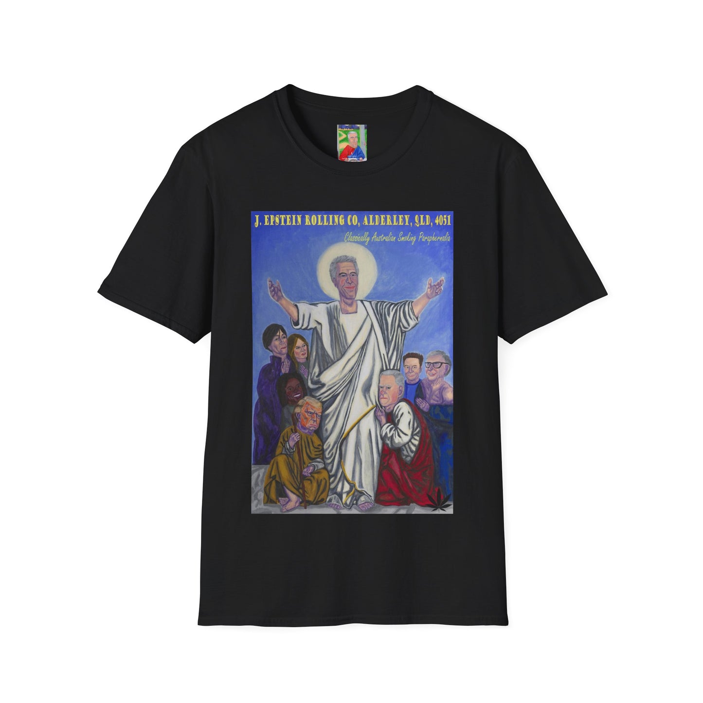 Jeffrey Epstein Hand Painted Unisex T-Shirt, Funny Dark Humour, Jesus, Softstyle