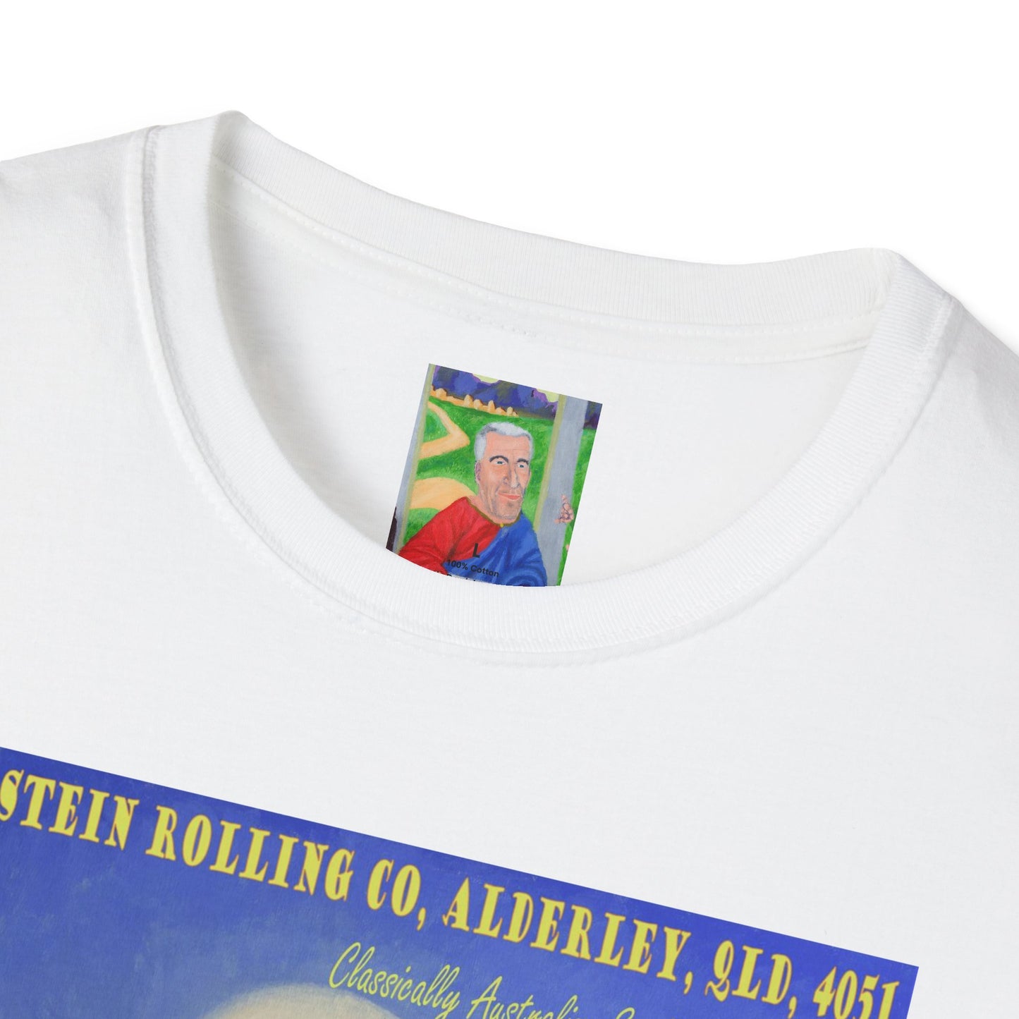 Jeffrey Epstein Hand Painted Unisex T-Shirt, Funny Dark Humour, Jesus, Softstyle