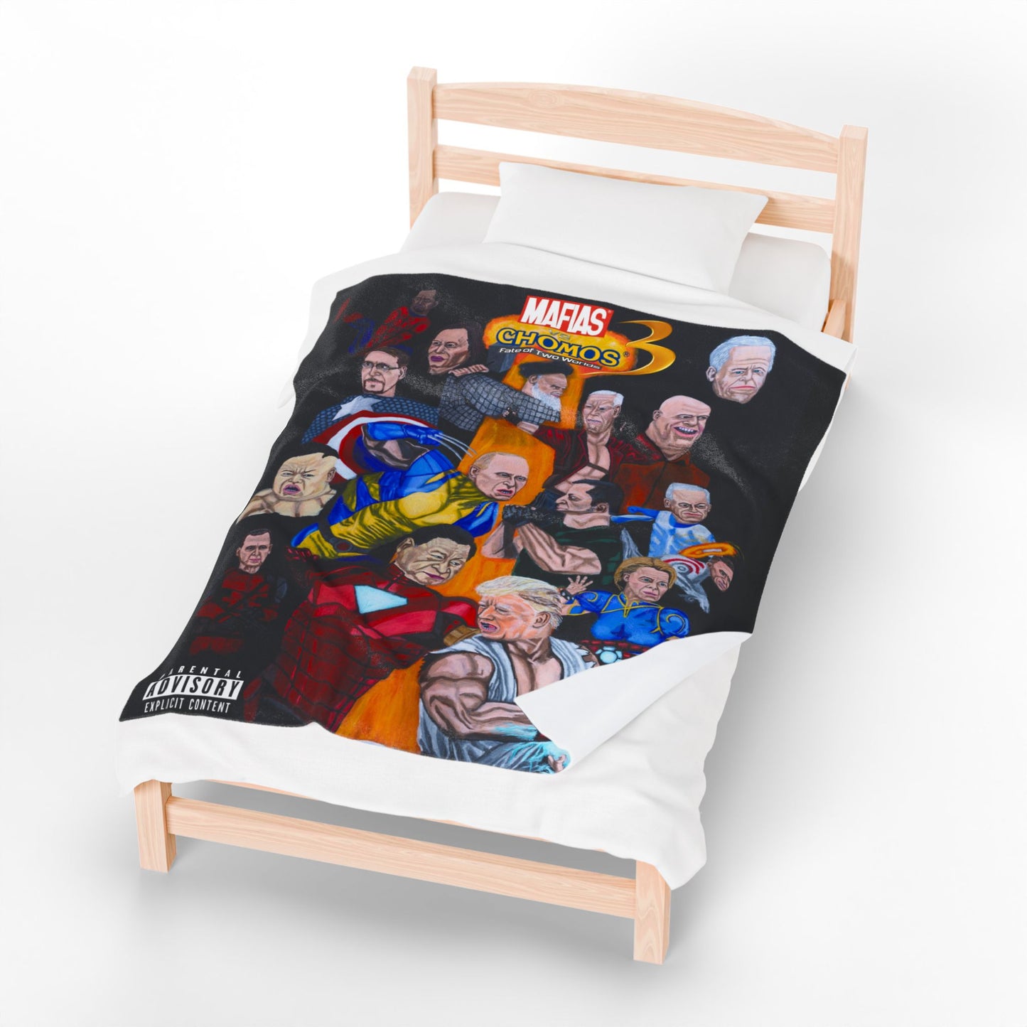 Plush Blanket - Dark Humor Marvel vs Capcom Inspired Donald Trump, Xi Jinping, P Diddy