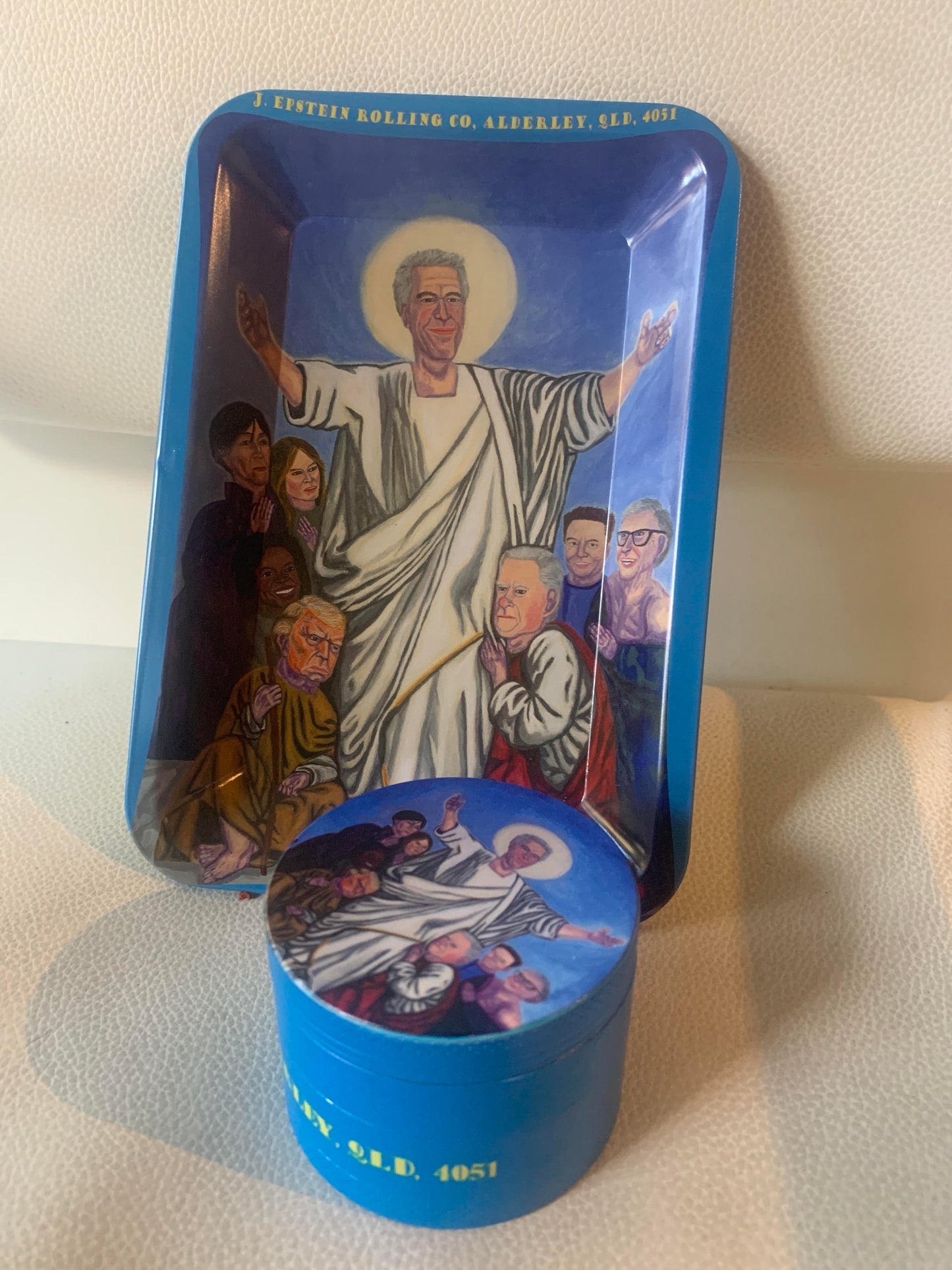 Jeffrey Epstein Rolling Tray and Grinder Combo Kit