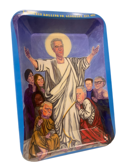 Jeffrey Epstein Jesus Messiah Donald Trump, Bill Gates Tobacco Rolling Tray